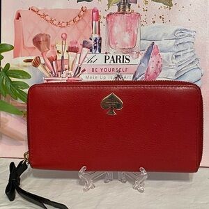Kate Spade  Vintage and Gorgeous zip around wallet red and gold hardware